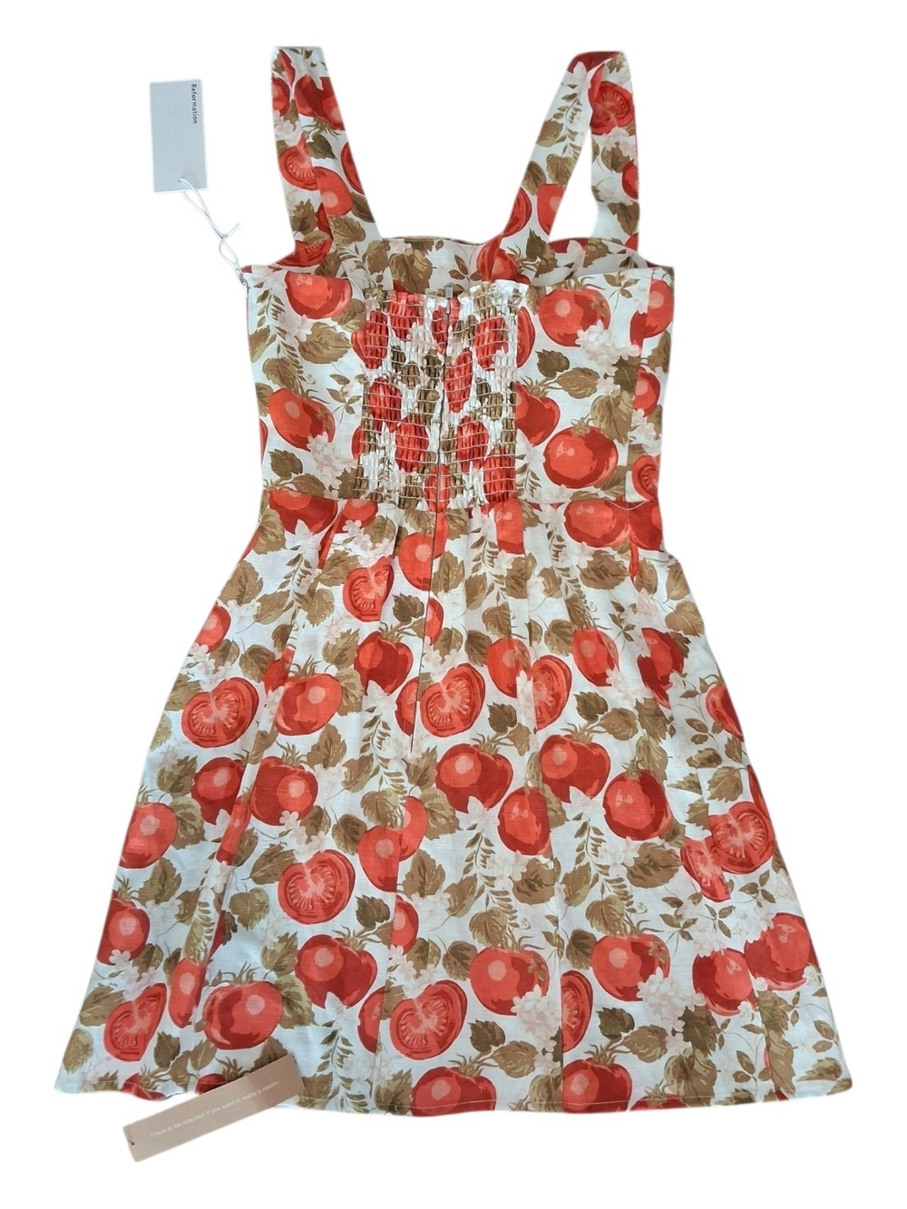 Reformation White Cotton Sundress with Red Tomato Print - Picture 3 of 4
